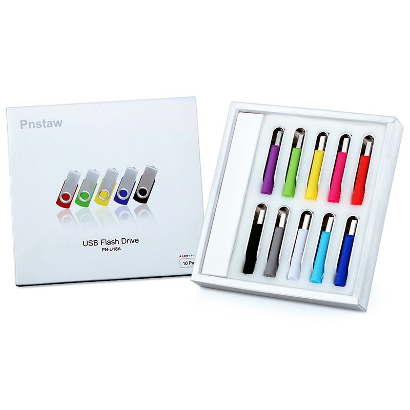 Pnstaw (NOT 512GB) Flash Drive 512MB USB 2.0 10 Pack Swivel Blank Memory Stick Pnstaw Bulk Thumb Drive Pen Drives Jump Drive for Data Storage, File Sharing(10 Pack,Multi-Color) (512MB) - Image 3
